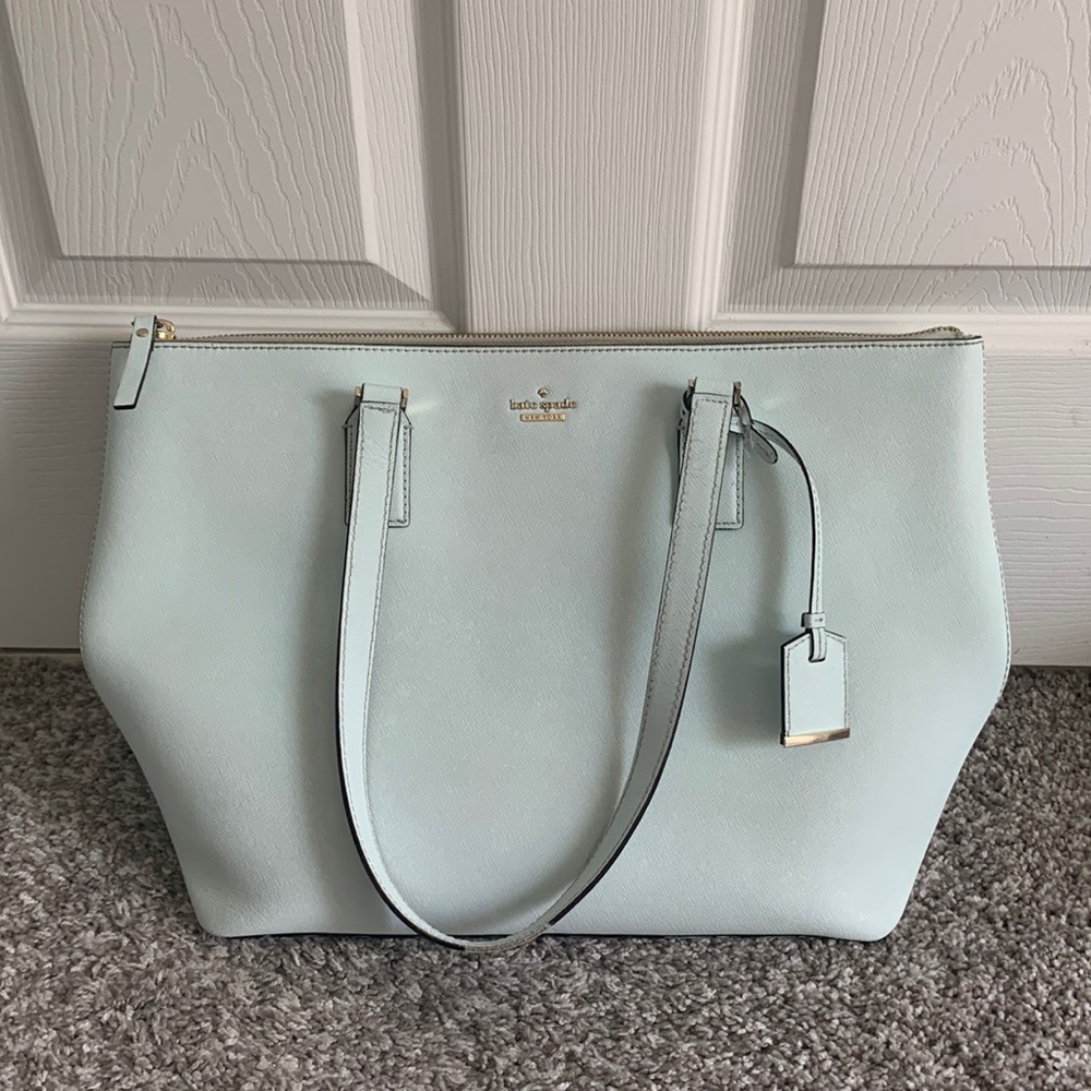 baby blue kate spade tote purse